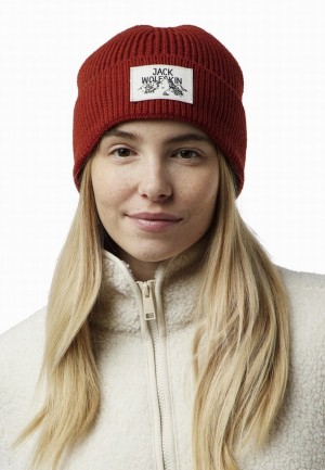 Bonnet Jack Wolfskin Badge Femme Rouge | 41148423