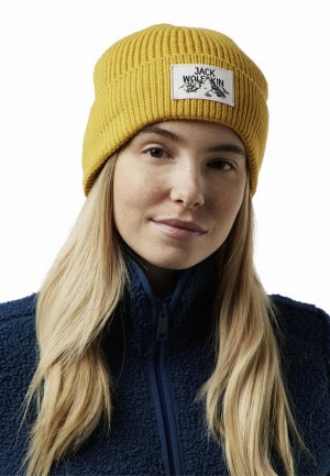 Bonnet Jack Wolfskin Badge Homme Jaune | 49973042