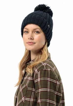 Bonnet Jack Wolfskin Highloft Knit Femme Bleu Marine | 13782634