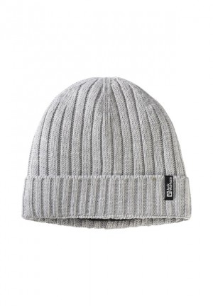 Bonnet Jack Wolfskin Rib Knit Femme Grise | 60849917