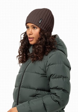 Bonnet Jack Wolfskin Rib Knit Femme Rouge | 31915751