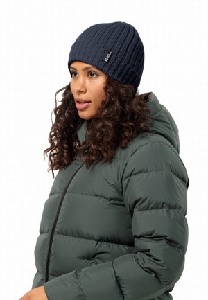 Bonnet Jack Wolfskin Rib Knit Homme Bleu Marine | 88365347