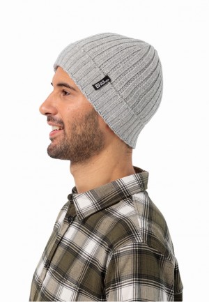 Bonnet Jack Wolfskin Rib Knit Homme Grise | 35133210