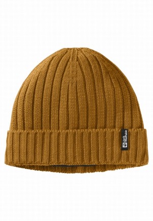 Bonnet Jack Wolfskin Rib Knit Homme Jaune | 29518638