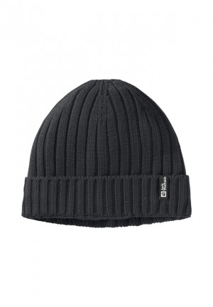 Bonnet Jack Wolfskin Rib Knit Homme Noir | 59414141