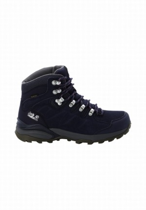 Chaussure de Randonnée Jack Wolfskin Refugio Texapore Mid Femme Bleu Marine | 18426722