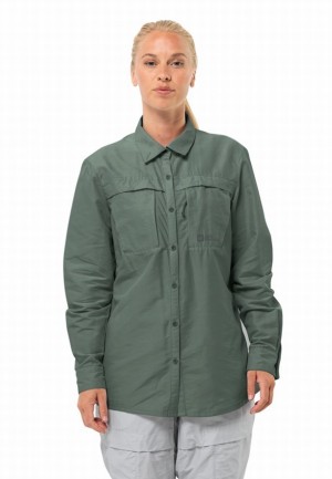 Chemises Jack Wolfskin Barrier Ls Femme Vert | 99240511