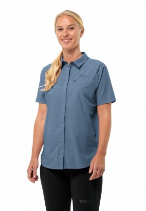 Chemises Jack Wolfskin Vandra S/s Femme Bleu | 84423360