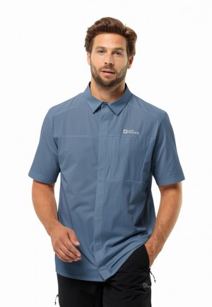 Chemises Jack Wolfskin Vandra S/s Homme Bleu | 56047015