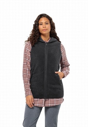 Gilet Jack Wolfskin High Curl Long Femme Noir | 16763179