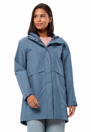 Manteaux De Pluie Jack Wolfskin Cape West Femme Bleu | 95957885