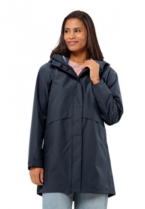 Manteaux De Pluie Jack Wolfskin Cape West Femme Bleu Marine | 53756697