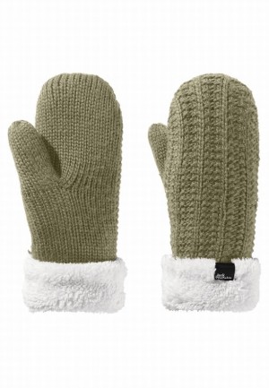 Mitaine Jack Wolfskin Highloft Knit Femme Vert Olive | 10564142