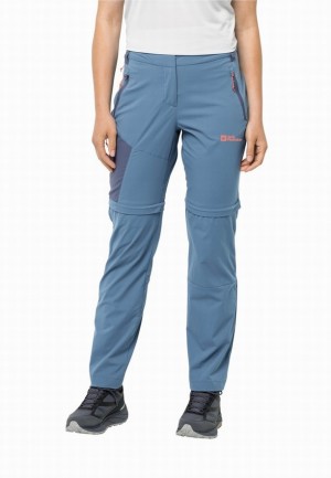 Pantalons De Randonnée Jack Wolfskin Glastal Zip Away Femme Bleu | 17445056