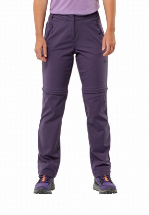 Pantalons De Randonnée Jack Wolfskin Glastal Zip Off Femme Violette | 36721688