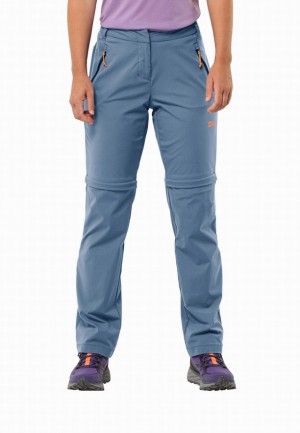 Pantalons De Randonnée Jack Wolfskin Glastal Zip Off Femme Bleu | 26755729