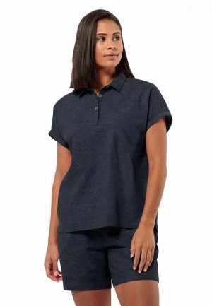 Polos Jack Wolfskin Karana Femme Bleu Marine | 14310853