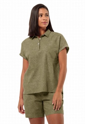 Polos Jack Wolfskin Karana Femme Vert Olive | 34490217