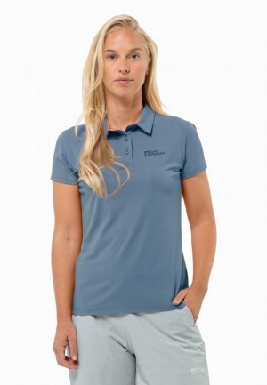 Polos Jack Wolfskin Prelight Trail Femme Bleu | 42501224