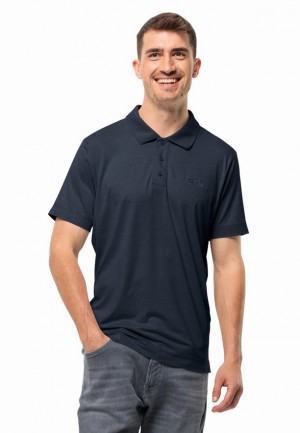 Polos Jack Wolfskin Travel Homme Bleu Marine | 99023306