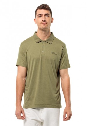 Polos Jack Wolfskin Travel Homme Vert Olive | 26685890