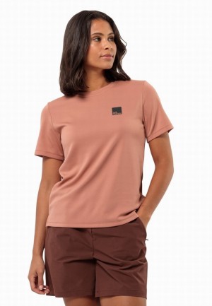 T Shirts Jack Wolfskin Bike Commute Femme Rose | 15284431