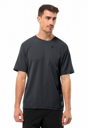 T Shirts Jack Wolfskin Bike Commute Homme Noir | 65149611