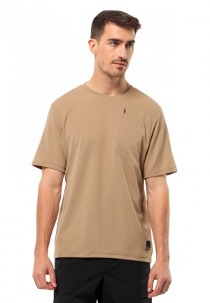 T Shirts Jack Wolfskin Bike Commute Homme Marron | 91863449