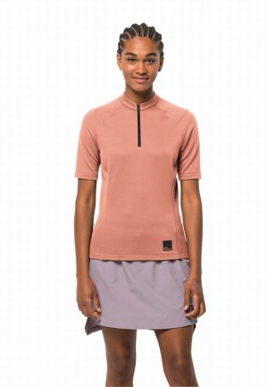 T Shirts Jack Wolfskin Bike Commute Hz Femme Rose | 86332327