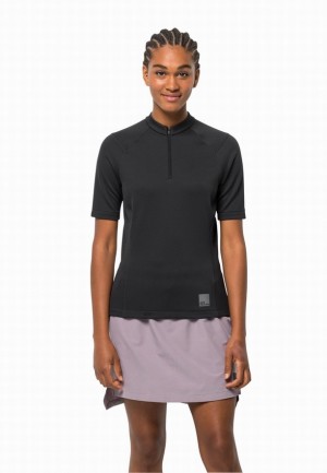 T Shirts Jack Wolfskin Bike Commute Hz Femme Noir | 64698974