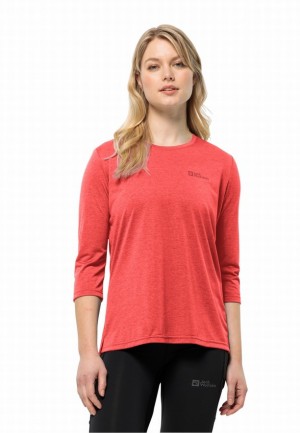 T Shirts Jack Wolfskin Crosstrail 3/4 Femme Rouge | 38282414