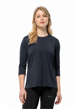 T Shirts Jack Wolfskin Crosstrail 3/4 Femme Bleu Marine | 23352935