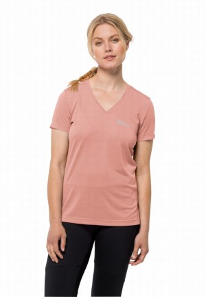 T Shirts Jack Wolfskin Crosstrail Femme Rose | 86682604