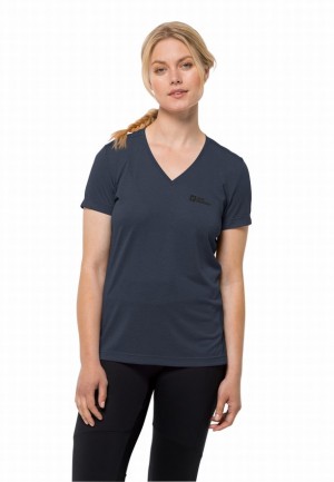 T Shirts Jack Wolfskin Crosstrail Femme Bleu Marine | 76757395