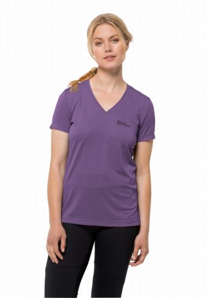 T Shirts Jack Wolfskin Crosstrail Femme Violette | 10141969