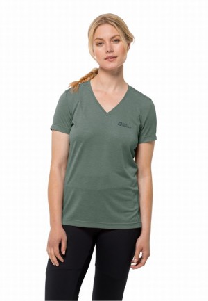 T Shirts Jack Wolfskin Crosstrail Femme Vert | 84843039