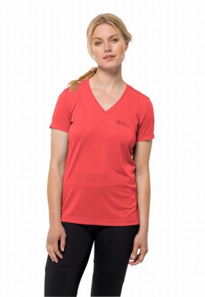 T Shirts Jack Wolfskin Crosstrail Femme Rouge | 49928677