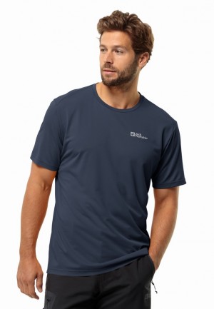 T Shirts Jack Wolfskin Delgami S/s Homme Bleu Marine | 34709783