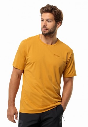 T Shirts Jack Wolfskin Delgami S/s Homme Jaune | 97323553