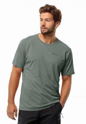 T Shirts Jack Wolfskin Delgami S/s Homme Vert | 78693506