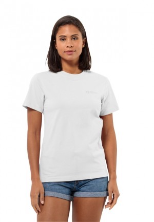 T Shirts Jack Wolfskin Essential Femme Blanche | 80617421