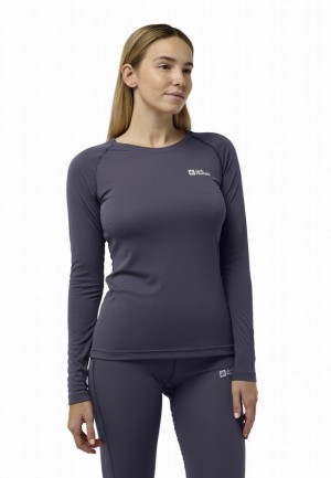 T Shirts Jack Wolfskin Infinite Light Ls Femme Bleu Marine | 31136966