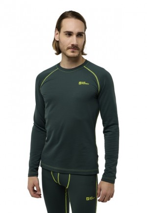 T Shirts Jack Wolfskin Infinite Warm Ls Homme Vert | 26057580