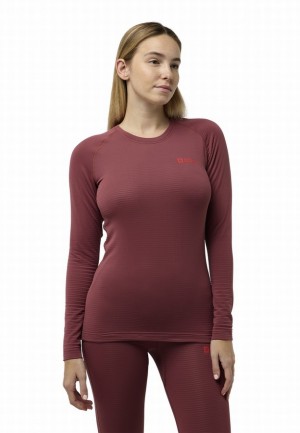 T Shirts Jack Wolfskin Infinite Warm Ls Femme Rouge | 45023359
