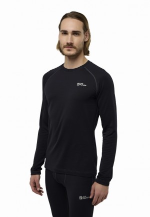 T Shirts Jack Wolfskin Infinite Warm Ls Homme Noir | 32380675
