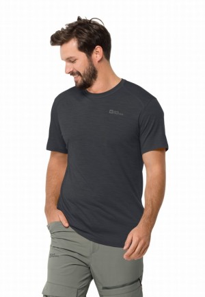 T Shirts Jack Wolfskin Kammweg S/s Homme Noir | 66021566