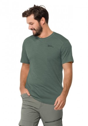 T Shirts Jack Wolfskin Kammweg S/s Homme Vert | 11029700