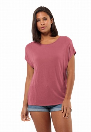 T Shirts Jack Wolfskin Mola Femme Rose | 81621355