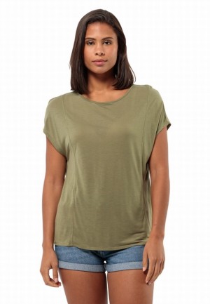 T Shirts Jack Wolfskin Mola Femme Vert Olive | 31665907