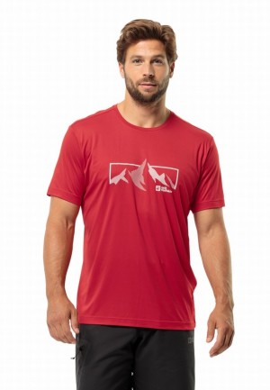 T Shirts Jack Wolfskin Peak Graphic Homme Rouge | 96401538